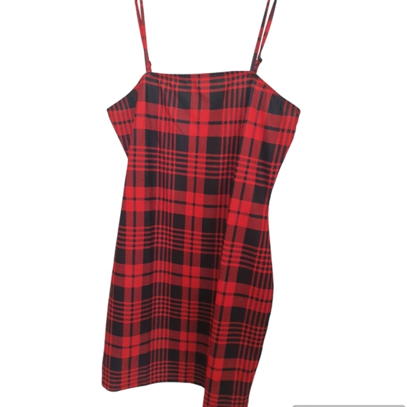 Tartan pattern bodycon thin strap dress - Picture 4 of 6